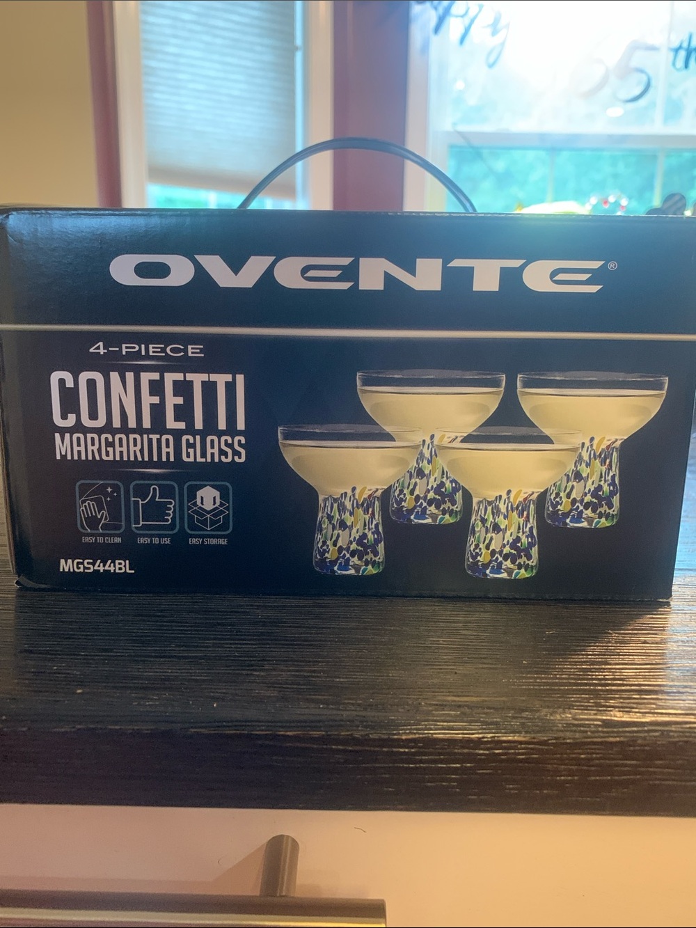 NEVER USED! Ovente Confetti Blue Margarita Glasses - 4 Piece